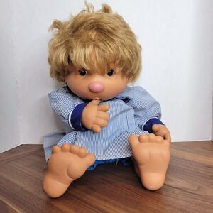 Vintage Vicma Bamboo Thumb Sucking Baby Doll 1980's girl blonde 19” sleepy eyes